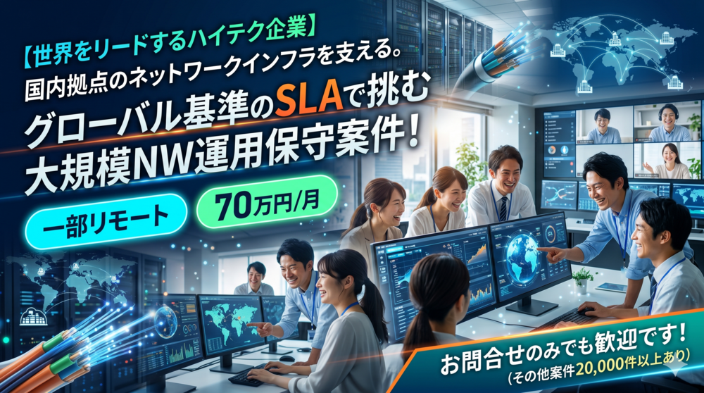 【ITSM×NWエンジニア】キッティング〜脆弱性対応、顧客調整までマルチに活躍!