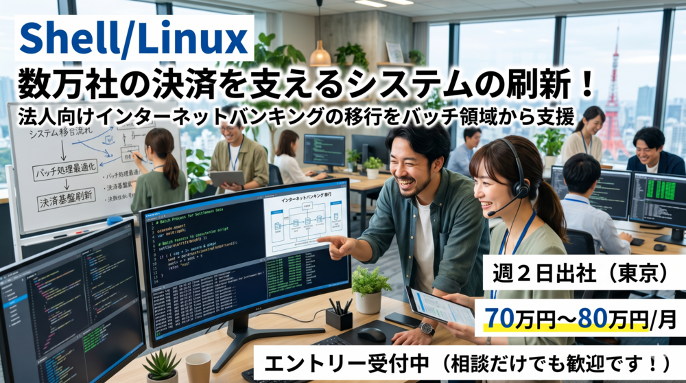 【Shell/Linux】金融インフラの心臓部を次代へ繋ぐバッチ開発PJ！