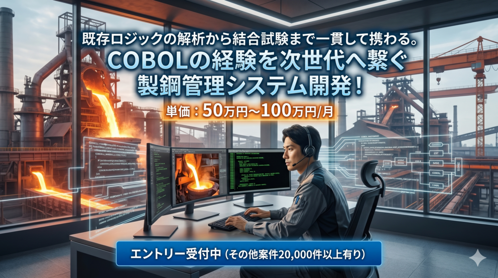 【COBOL / 製造DX】製鋼工程管理システムのフルフェーズ開発・保守