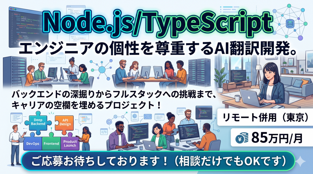 【Node.js/TS】AI翻訳の未来を実装する新規プロダクト＆基盤強化PJ！